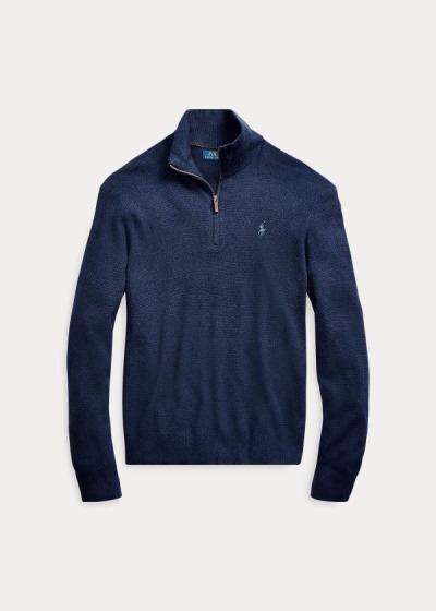 Polo Ralph Lauren Silk Quarter-Zip Striktrøje Herre Danmark (VHUQK1592)